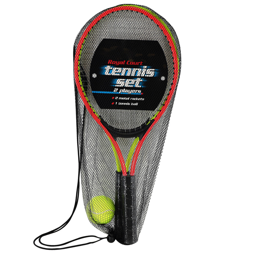 The Magic Toy Shop Junior Metal Tennis Play Set | Two Kid's Tennis Rackets & Ball