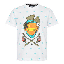 FORTNITE | Toys & Gamers | CAPTAIN FISHSTICKS | White | Short Sleeved | Unisex Kids | Crew | Gaming Cotton T-Shirt Sizes 14 Years