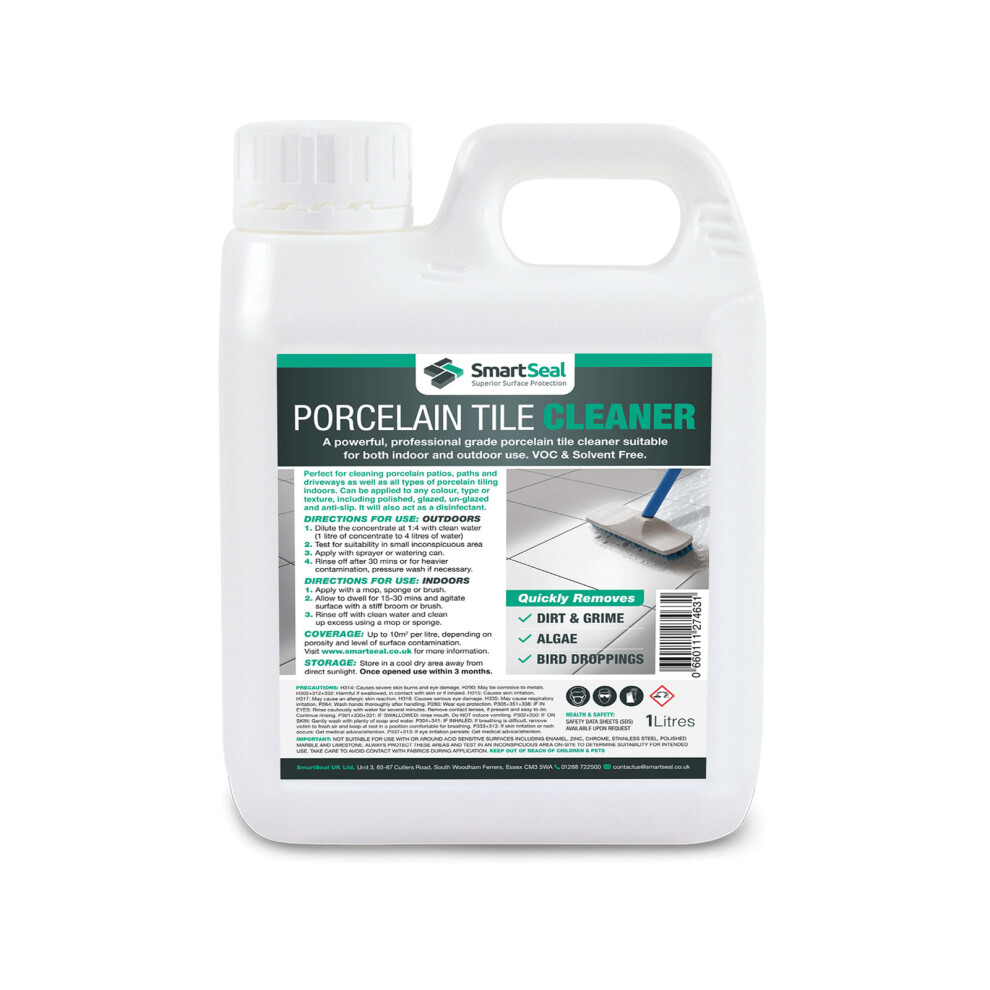 (1 Litre) Porcelain Tile Cleaner Powerful Formula for Cleaning Paving, Floors & Walls. For Internal & External Use.