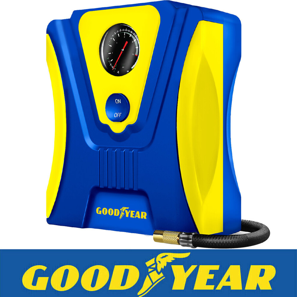 Goodyear Portable Car Tyre Inflator Compressor | 3M Cigarette Lighter Cord | 12V 