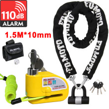 (1.5M) FD-MOTO Motorbike Motorcycle Chain Lock Disc Lock Alarm Brake Security With Cable 1~2m