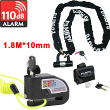 (1.8M) FD-MOTO Motorbike Motorcycle Chain Lock Disc Lock Alarm Brake Security & Cable 1~2m
