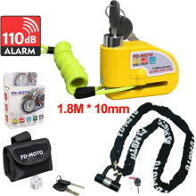 (1.8M) FD-MOTO Motorbike Motorcycle Chain Lock Disc Lock Alarm Brake Security With Cable 1~2m