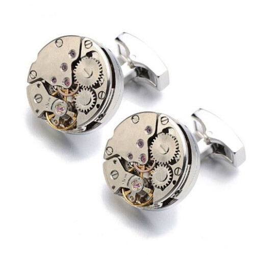 (silver with words) Men's cufflinks shirt casual