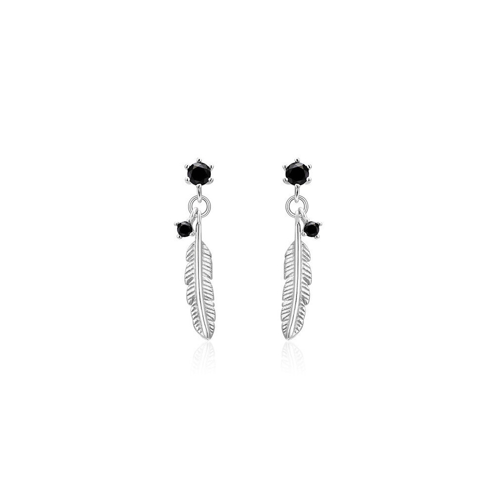 Feather earrings in S925 silver for women