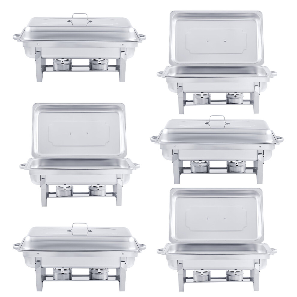 9L/8Q 6 Pack Chafer Chafing Steel Catering Food Warmer Dish Sets Pans