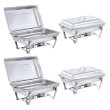 4 Pack Chafing Dish Sets Stainless Food Warmer Steel Catering 9L/8Q