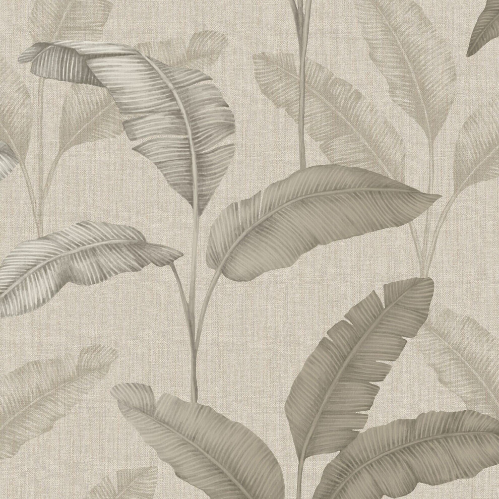 Photos - Wallpaper Rasch   Tropical Amara Palm Leaf Effect  (Beige Gold 283470)