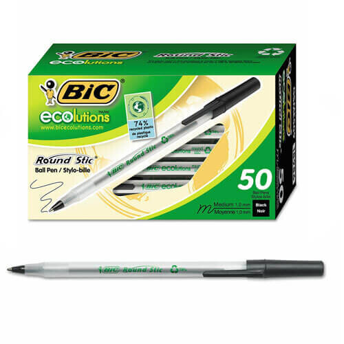 BIC Bic Ecolutions Round Stic Ballpoint Pen 1.0mm 50pk
