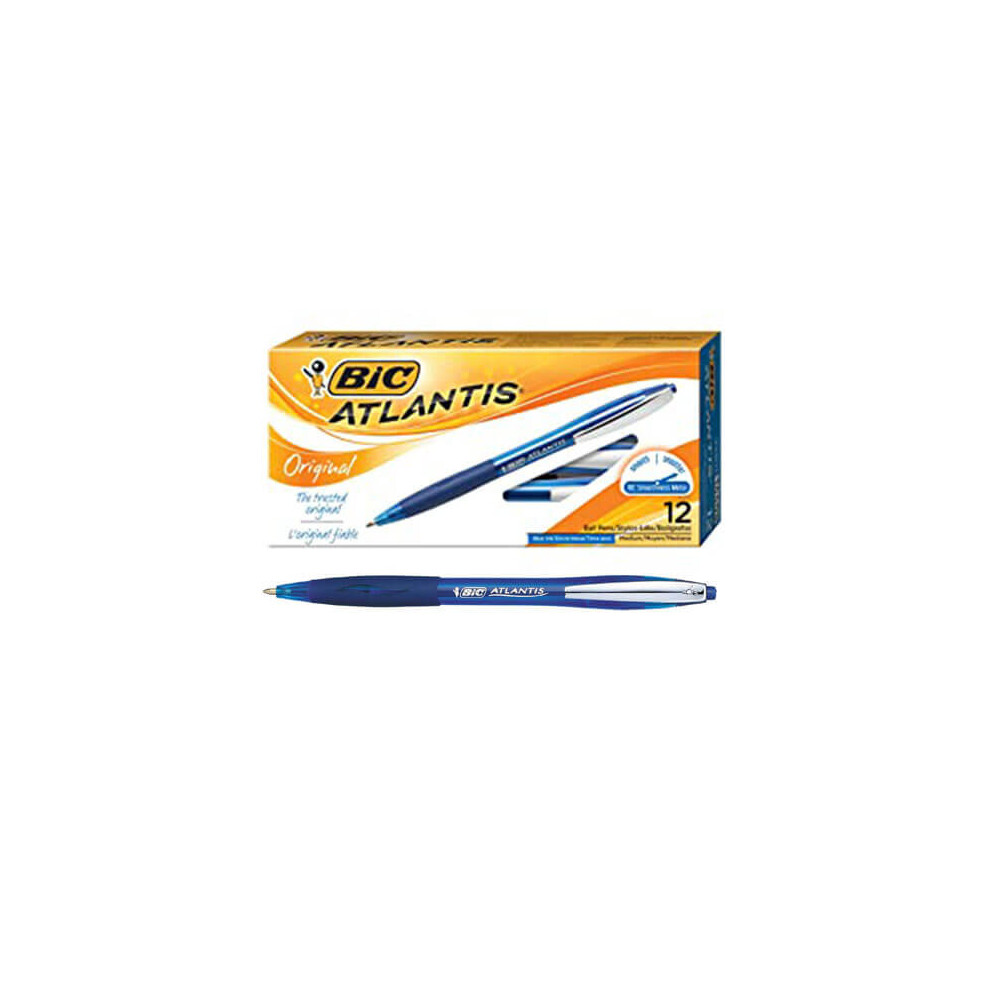 Bic Atlantis Retractable Pen Medium Point (12Pk)