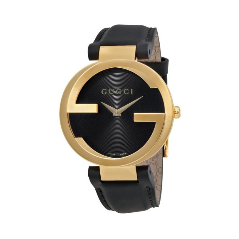 Gucci YA133326 Interlocking Black Dial Gold Tone  Ladies Watch