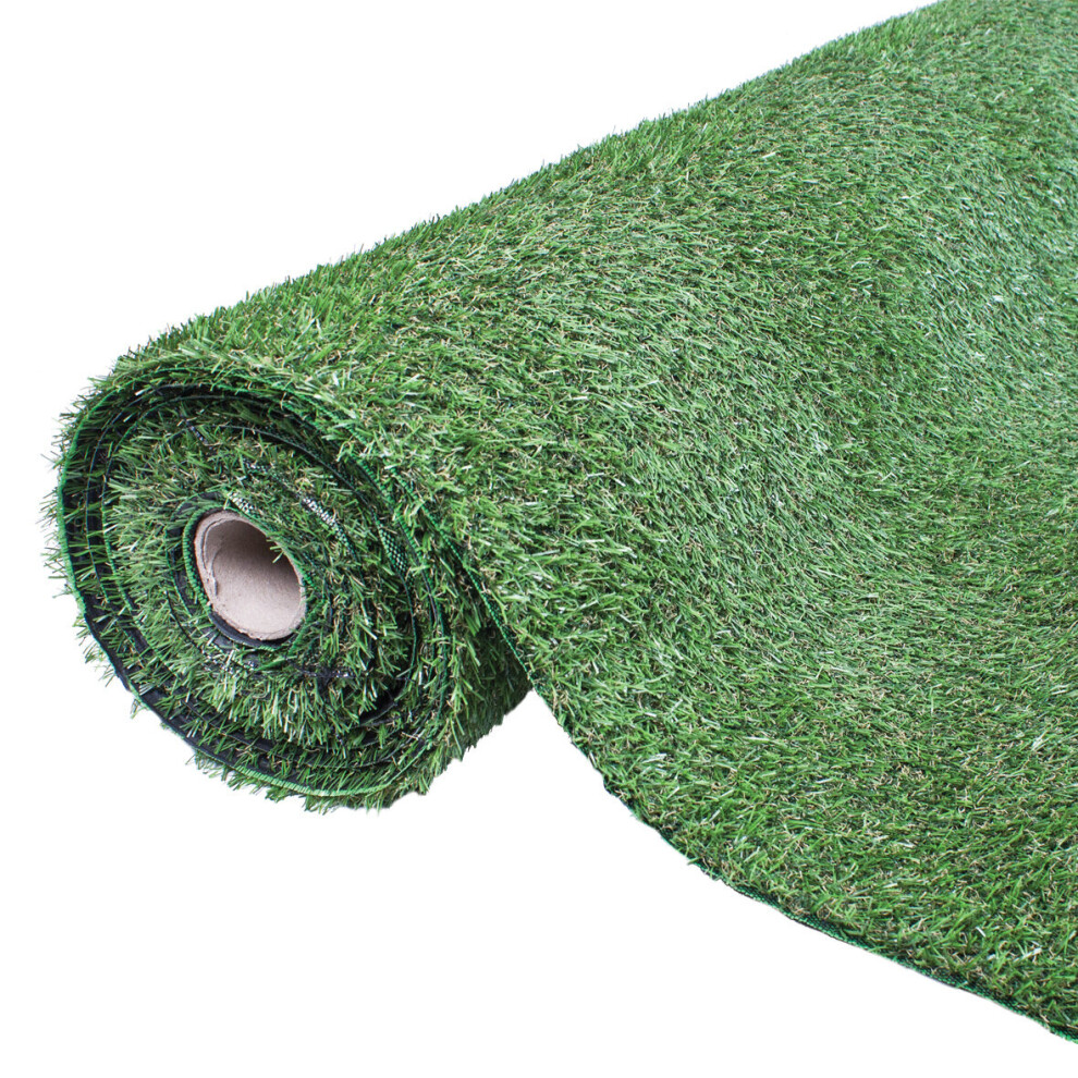 GardenKraft 26079 4m x 1m 15mm Pile High Artificial Grass / Dark Green