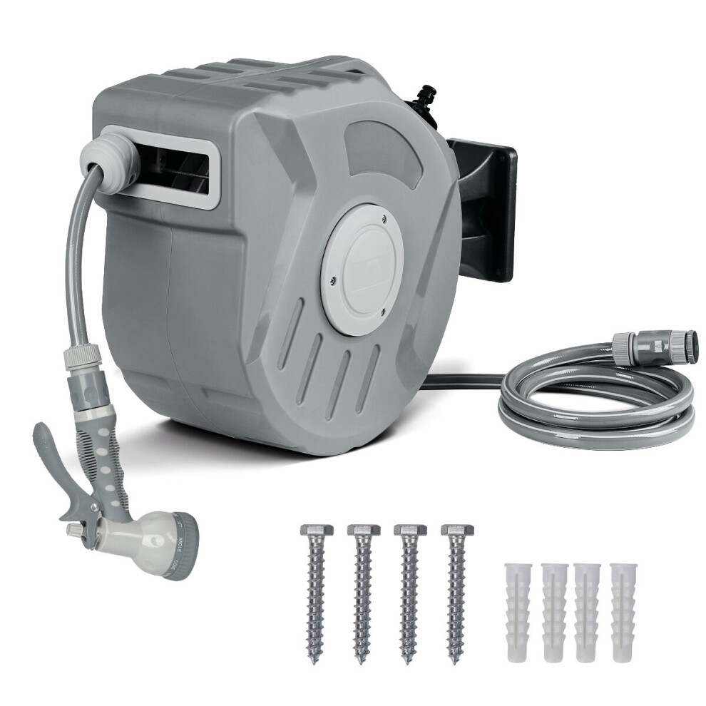 20M Air Hose Reel Automatic Retractable Hose Reel + Nozzle Wall Mounted