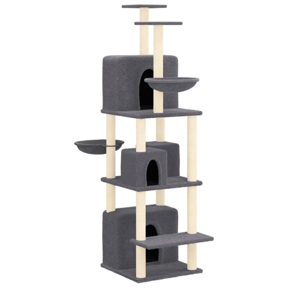 (Dark grey) vidaXL Cat Tree with Sisal Scratching Posts 180 cm Cat Climber Multi Colours