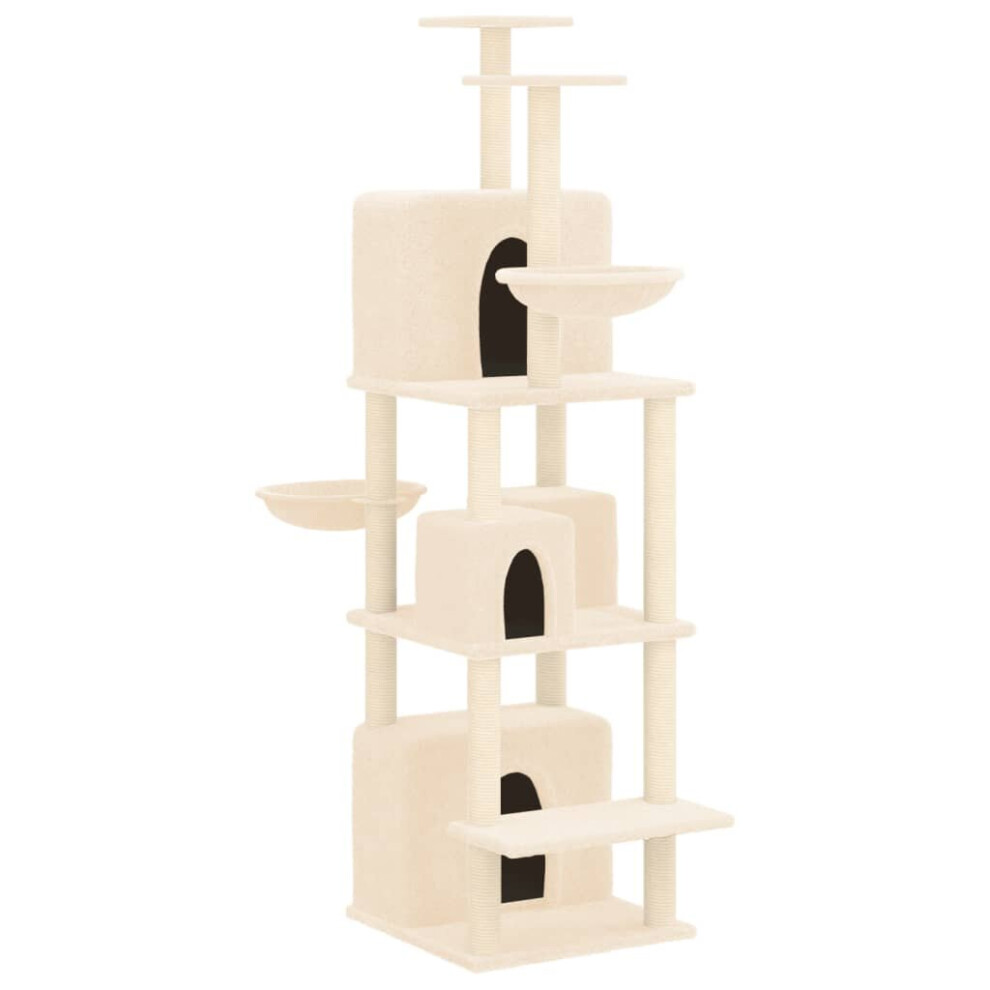 (Cream) vidaXL Cat Tree with Sisal Scratching Posts 180 cm Cat Climber Multi Colours