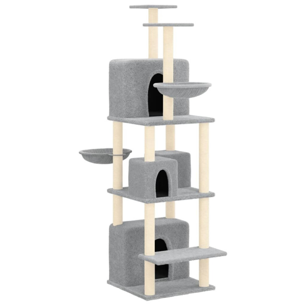 (Light grey) vidaXL Cat Tree with Sisal Scratching Posts 180 cm Cat Climber Multi Colours