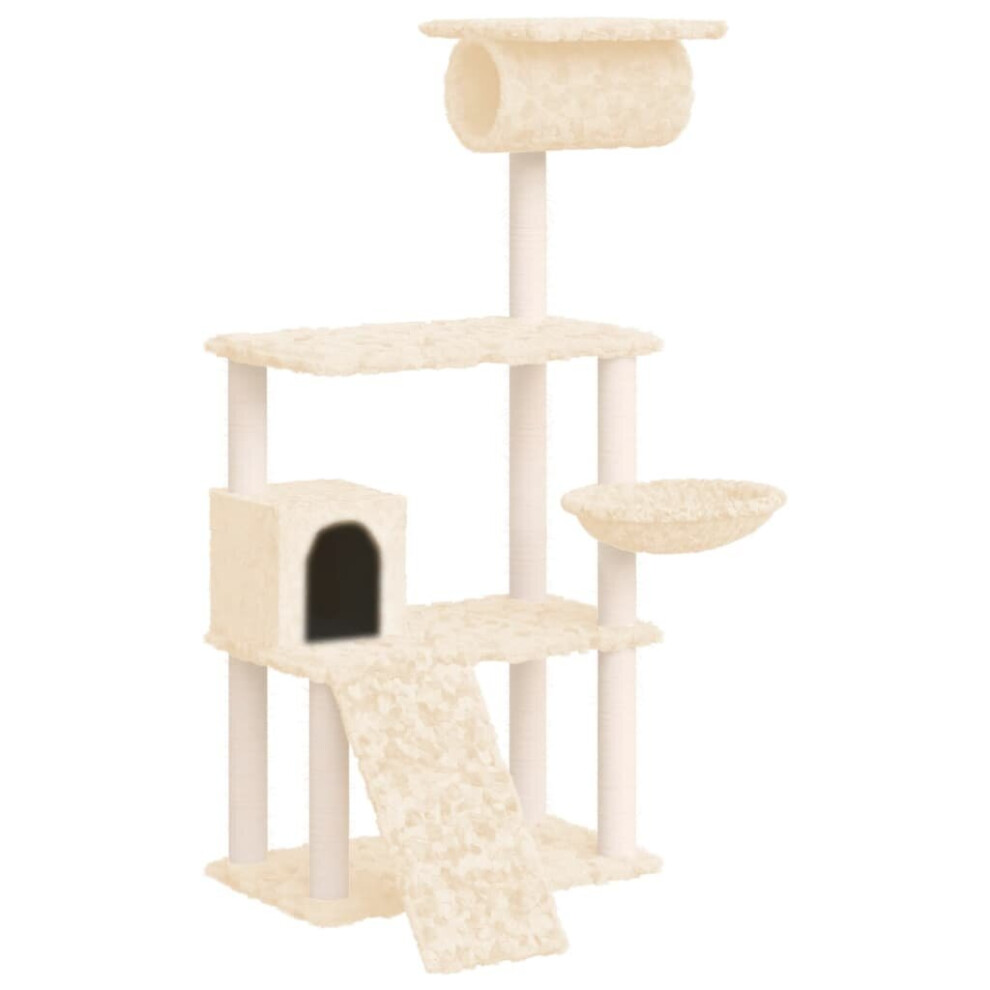 (Cream) vidaXL Cat Tree with Sisal Scratching Posts 131 cm Cat Climber Multi Colours