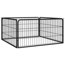 (100 x 100 x 50 cm) vidaXL Dog Playpen 4 Panels Black Powder-coated Steel Dog Kennel Multi Sizes