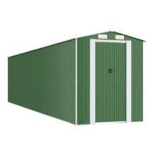 vidaXL Geräteschuppen Grün 192x855x223 cm Verzinkter Stahl