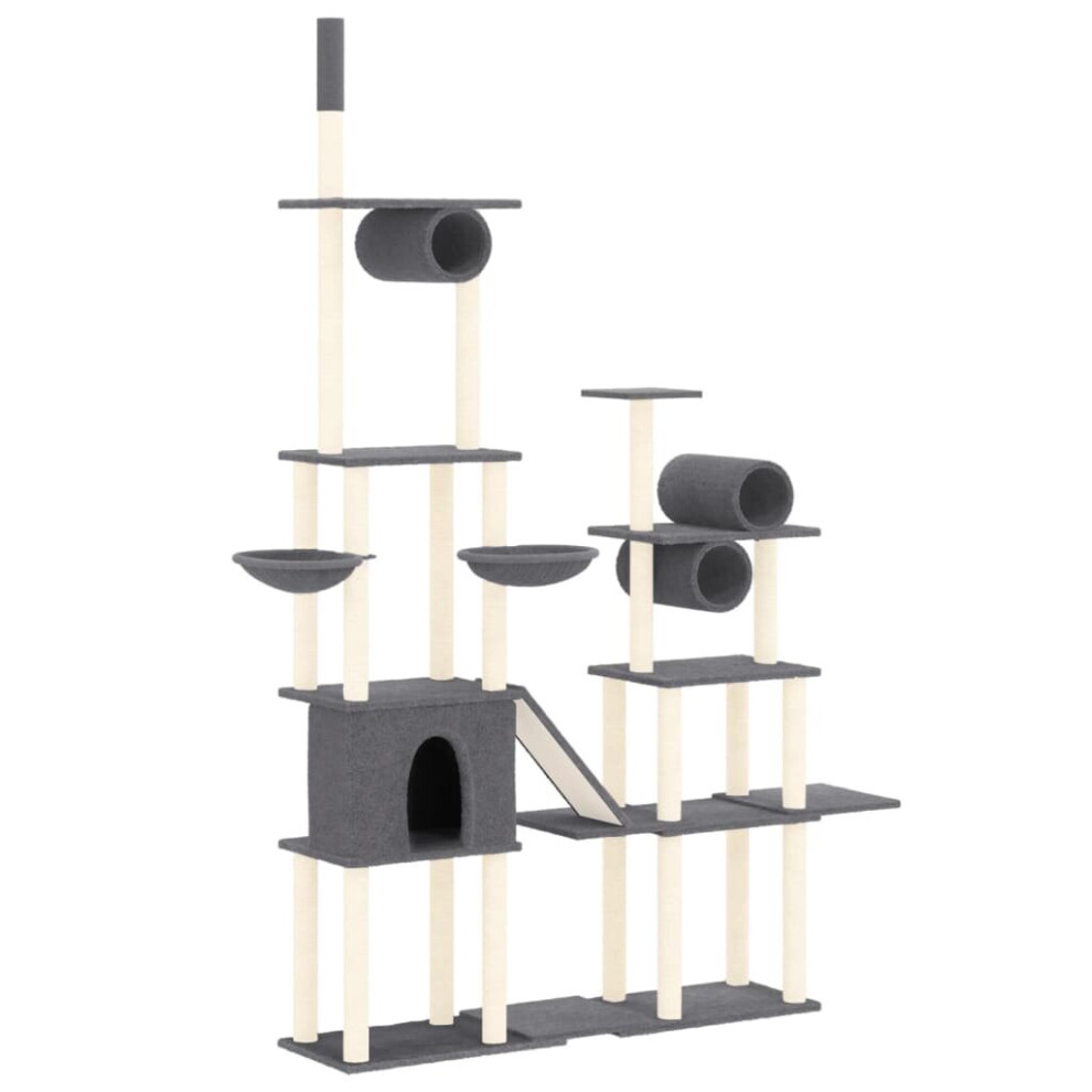 (Dark grey) vidaXL Cat Tree with Sisal Scratching Posts Cat Activity Centre Multi Colours