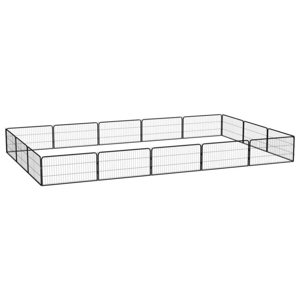 Vidaxl (500 X 300 X 50 Cm) Dog Playpen 4 Panels Black Powder-Coated Steel Dog Kennel Multi Sizes