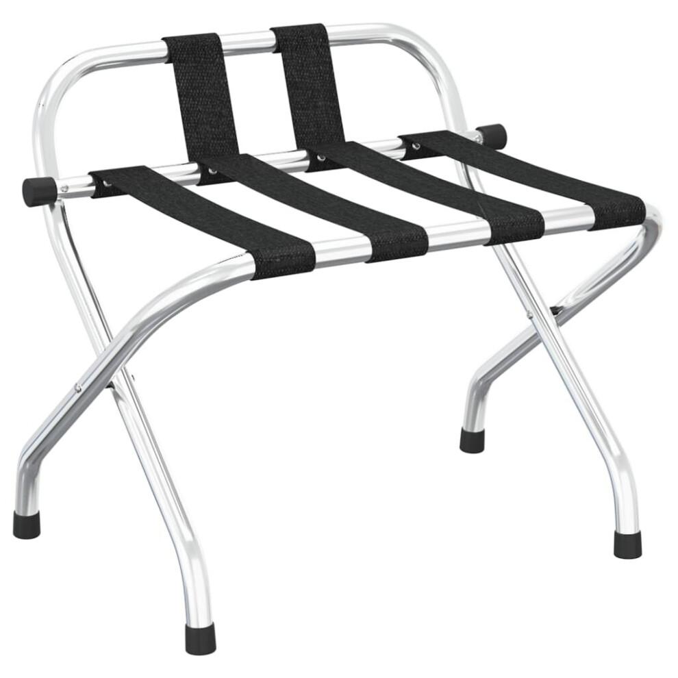 (Black and silver, 56 x 39 x 52 cm) vidaXL Luggage Rack with Backrest Black/Black and Silver 56x39x52/56x40x49 cm