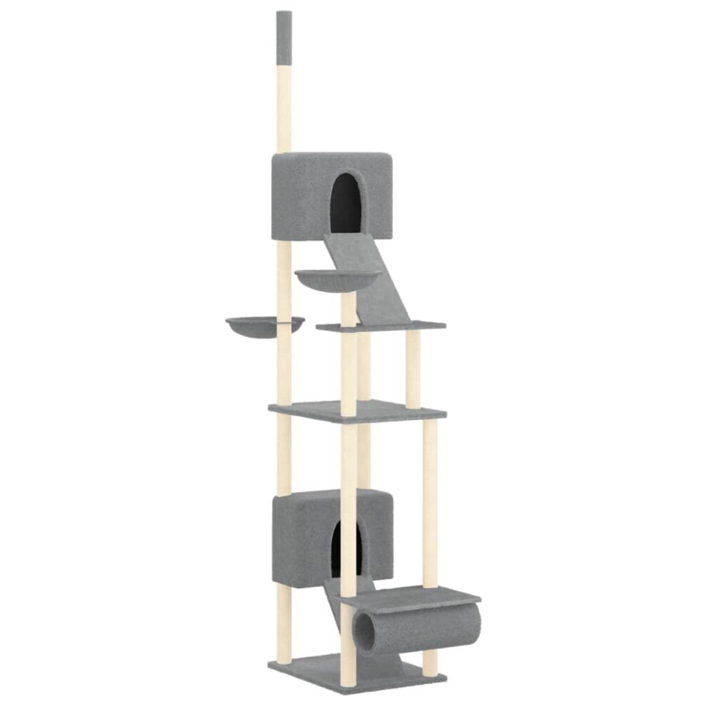 (Light grey) vidaXL Floor to Ceiling Cat Tree 277-303 cm Scratch Tower Tree Multi Colours