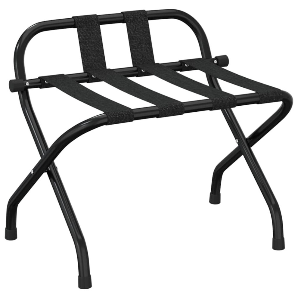 Vidaxl (Black, 56 X 39 X 52 Cm) Luggage Rack With Backrest Black/Black And Silver 56X39x52/56X40x49 Cm