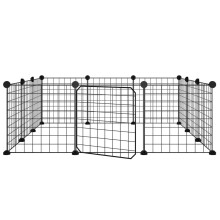 (12-panel with door, 4.3 cm) vidaXL Pet Cage with Door Black Steel Rabbit Hutch 1.5 cm/4.3 cm Multi Models