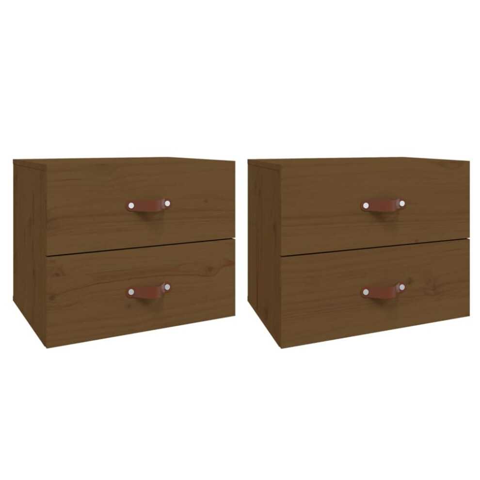 Vidaxl (Honey Brown, 2) 1/2X Wall-Mounted Bedside Cabinet Floating Bedside Unit Multi Colours