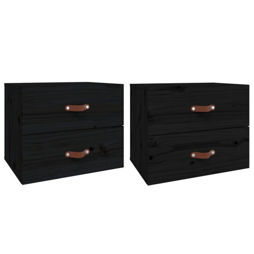 VidaXL (Black, 2) vidaXL 1/2x Wall-mounted Bedside Cabinet Floating Bedside Unit Multi Colours 1