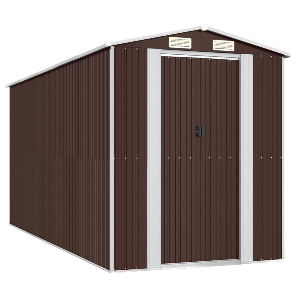 Vidaxl (192 X 440 X 223 Cm (L X W X H)) Garden Shed Galvanised Steel Outdoor Tool Storage Patio Lawn Tool Shed