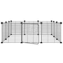 (12-panel with door, 1.5 cm) vidaXL Pet Cage with Door Black Steel Rabbit Hutch 1.5 cm/4.3 cm Multi Models