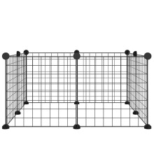 (8-panel without door, 4.3 cm) vidaXL Pet Cage with Door Black Steel Rabbit Hutch 1.5 cm/4.3 cm Multi Models