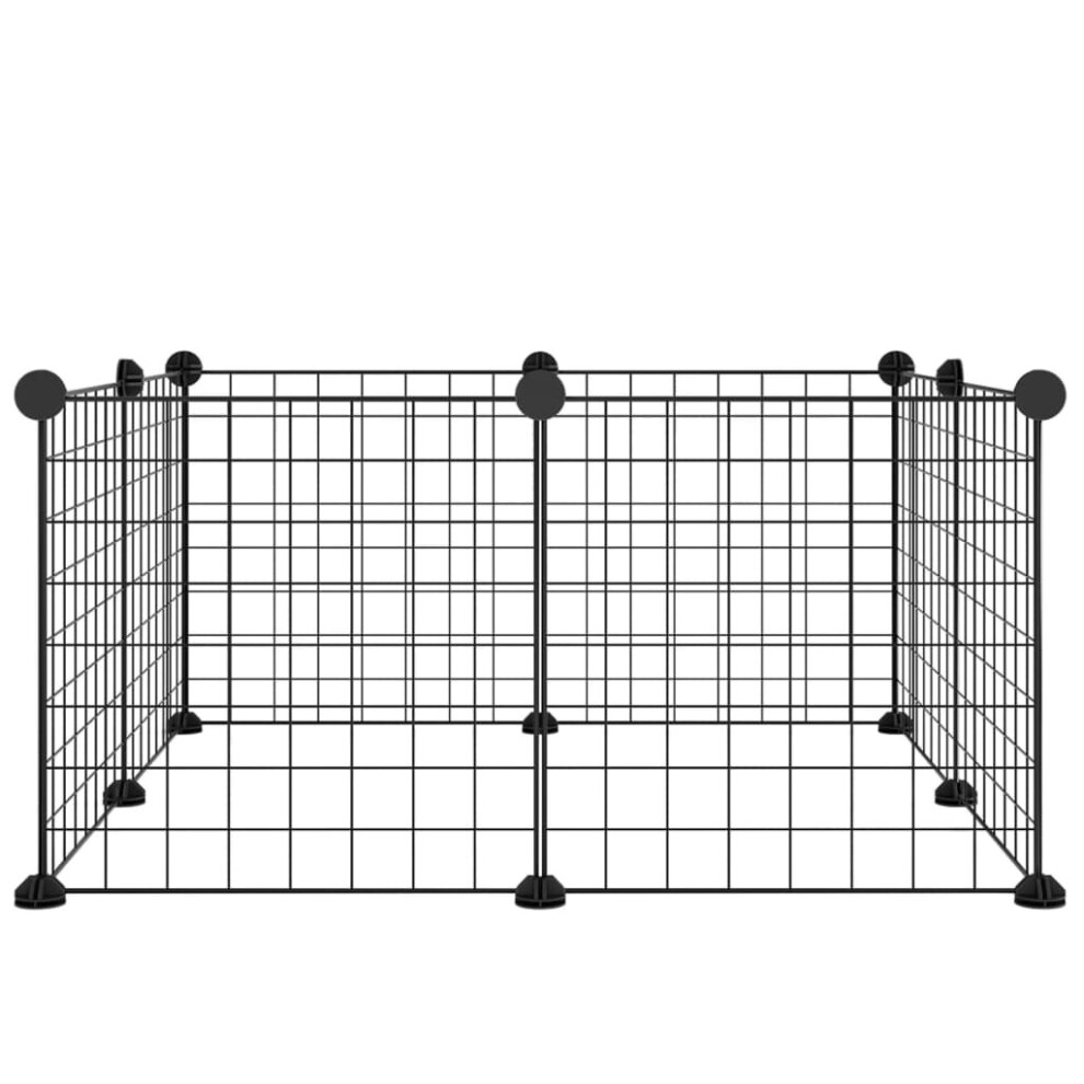 (8-panel without door, 4.3 cm) vidaXL Pet Cage with Door Black Steel Rabbit Hutch 1.5 cm/4.3 cm Multi Models