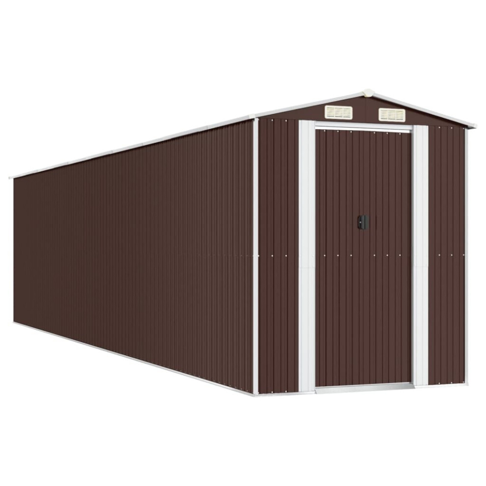 Vidaxl (192 X 855 X 223 Cm (L X W X H)) Garden Shed Galvanised Steel Outdoor Tool Storage Patio Lawn Tool Shed