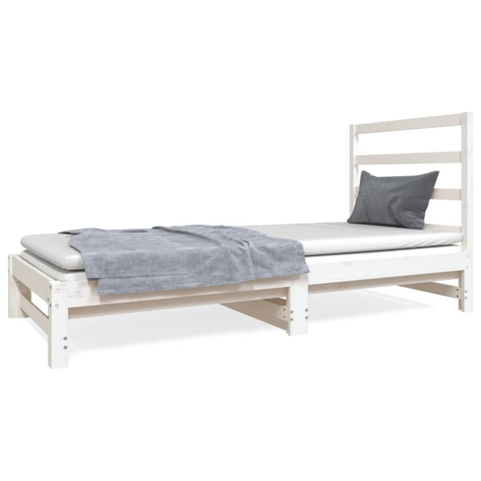 (White) vidaXL Solid Wood Pine Pull-out Day Bed Home Sofa Bed Furniture Multi Colours