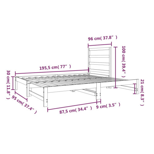 VidaXL (White) vidaXL Pull-out Day Bed Bedroom Sofa Bed Guest Bed Sofa Couch Solid Wood Pine 2