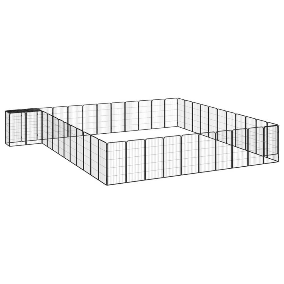 (600 x 550 x 100 cm) vidaXL Dog Playpen 6 Panels Black Powder-coated Steel Dog Kennel Multi Sizes