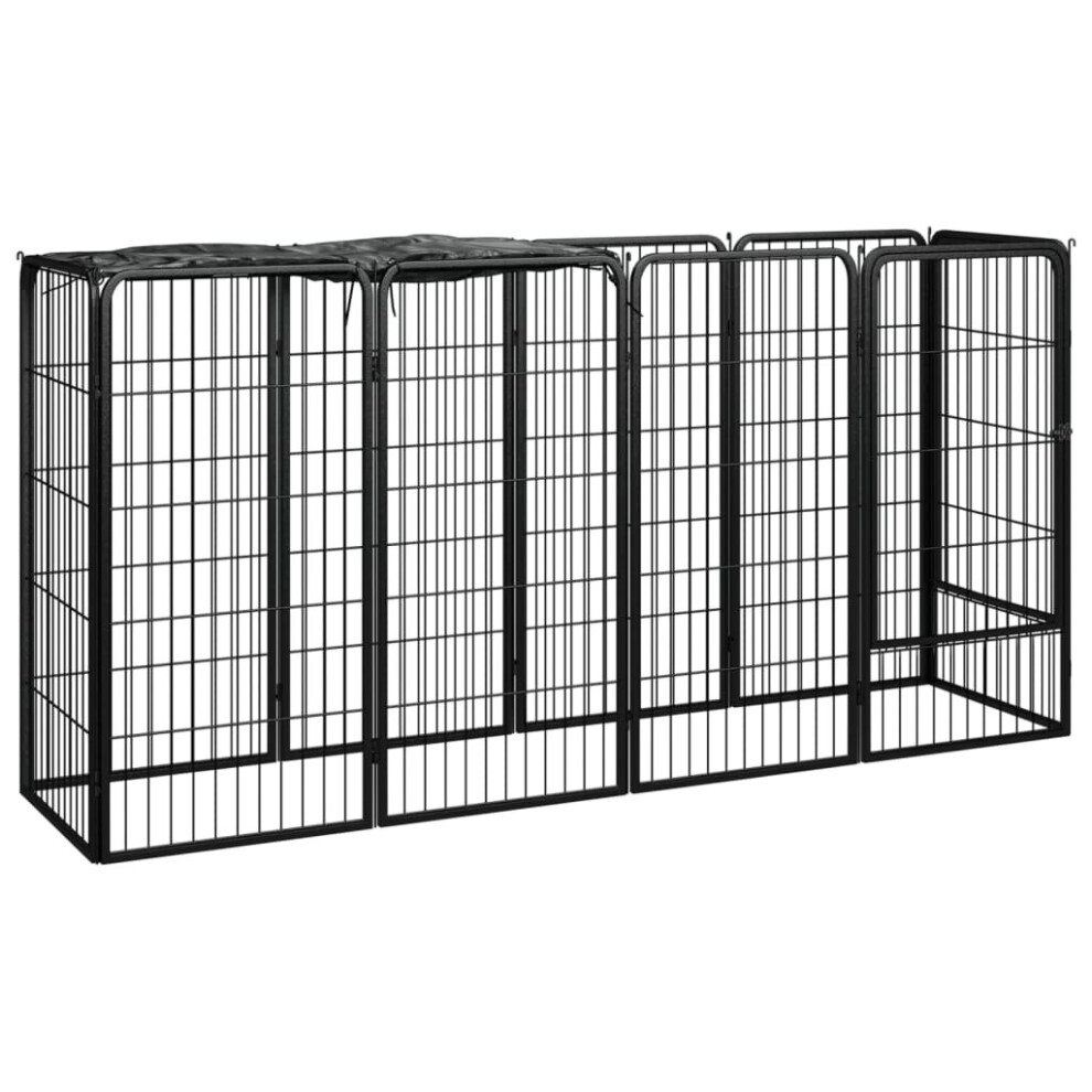 (200 x 50 x 100 cm) vidaXL Dog Playpen 6 Panels Black Powder-coated Steel Dog Kennel Multi Sizes