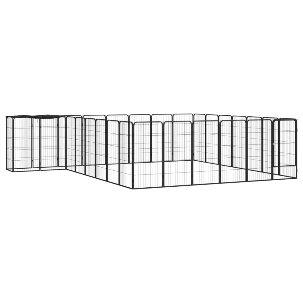 (400 x 350 x 100 cm) vidaXL Dog Playpen 6 Panels Black Powder-coated Steel Dog Kennel Multi Sizes