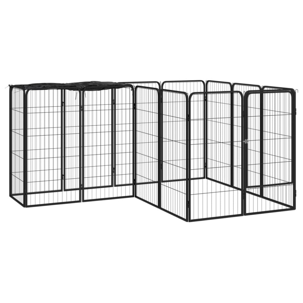 (200 x 150 x 100 cm) vidaXL Dog Playpen 6 Panels Black Powder-coated Steel Dog Kennel Multi Sizes