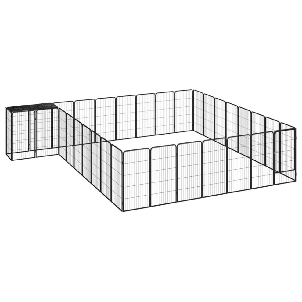 (450 x 400 x 100 cm) vidaXL Dog Playpen 6 Panels Black Powder-coated Steel Dog Kennel Multi Sizes