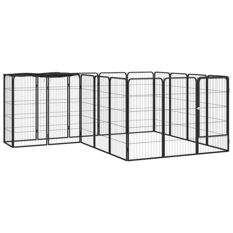 (250 x 200 x 100 cm) vidaXL Dog Playpen 6 Panels Black Powder-coated Steel Dog Kennel Multi Sizes