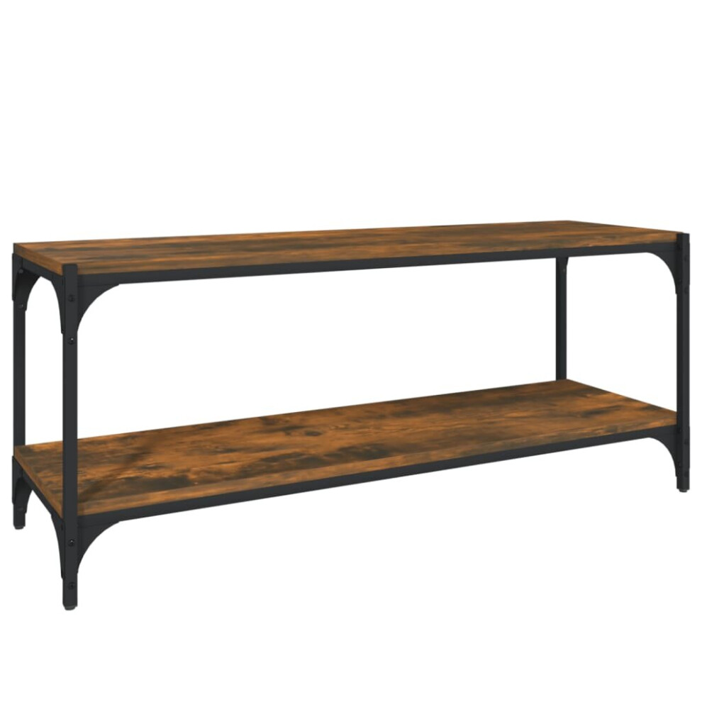 Vidaxl (Smoked Oak, 100 X 33 X 41 Cm) Tv Cabinet Engineered Wood And Steel Media Unit Multi Colours/Sizes Brown