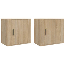 (Sonoma oak, 2 x Bedside cabinet) vidaXL 1/2x Wall-mounted Bedside Cabinet Floating Nightstand Multi Colours