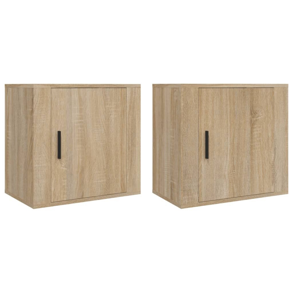 Vidaxl (Sonoma Oak, 2 X Bedside Cabinet) 1/2X Wall-Mounted Bedside Cabinet Floating Nightstand Multi Colours