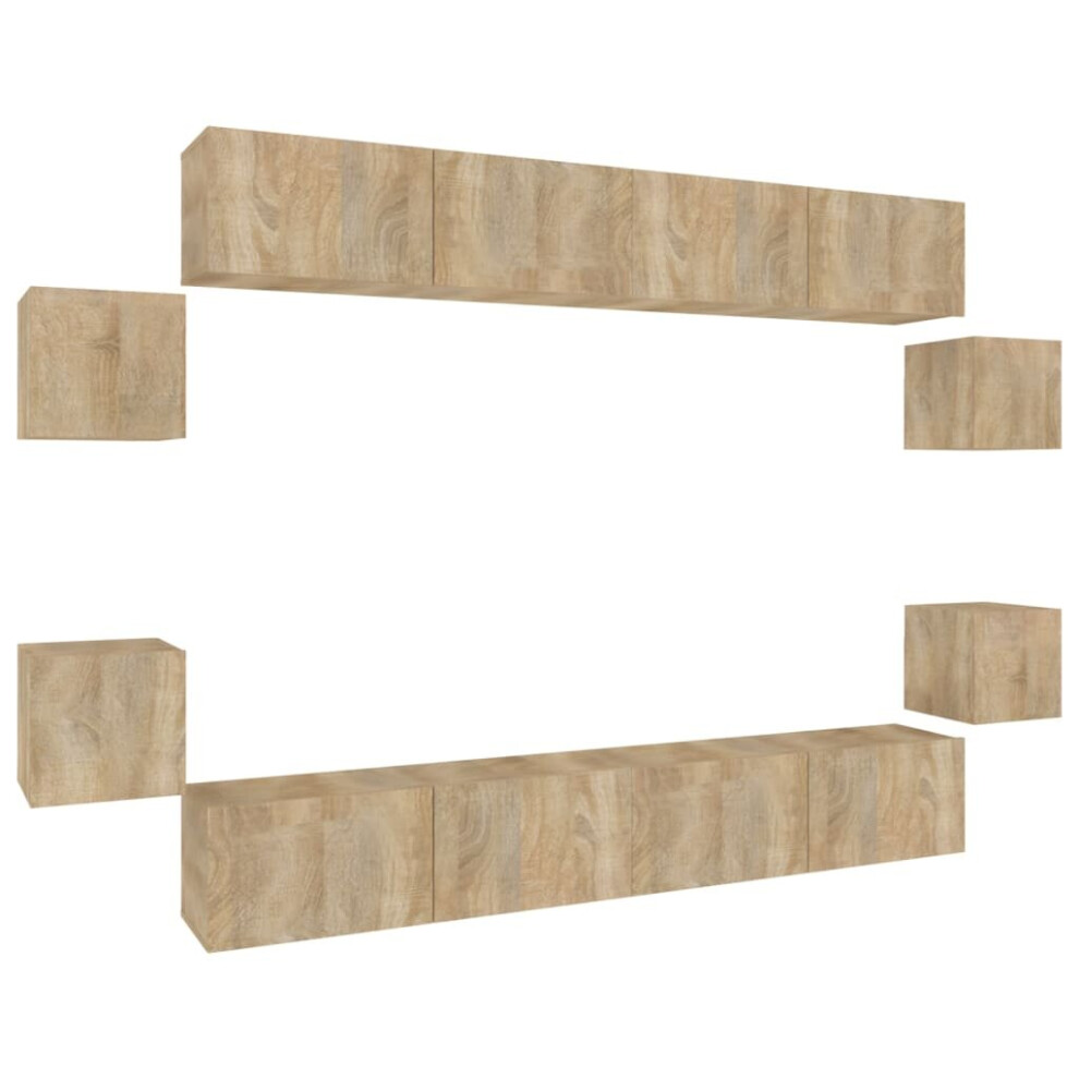 Vidaxl (Sonoma Oak, 100 X 30 X 30 Cm (W X D X H)) Tv Cabinet Set Engineered Wood Furniture Multi Colours/Sizes 8/10 Piece