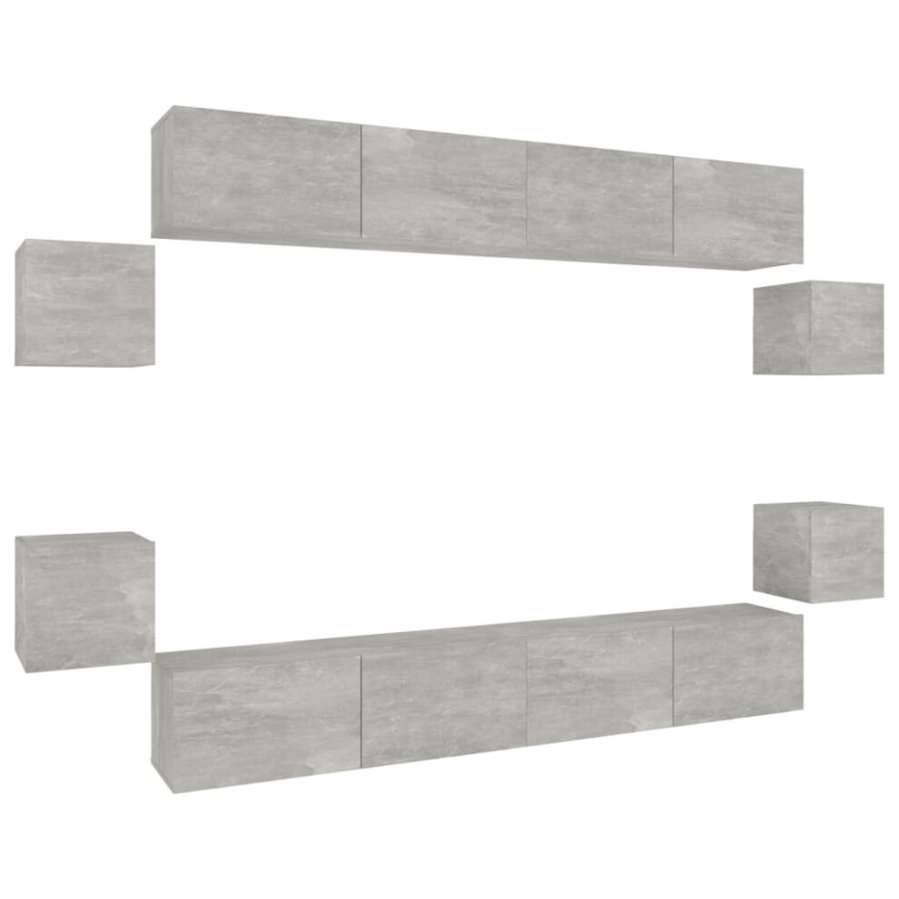 Vidaxl (Concrete 100 X 30 X 30 Cm (W X D X H)) Tv Cabinet Set Engineered Wood Furniture Multi Colours/Sizes 8/10 Piece Grey