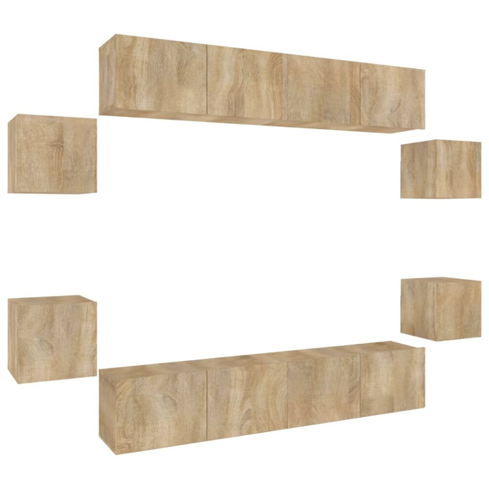 Vidaxl (Sonoma Oak, 80 X 30 X 30 Cm (W X D X H)) Tv Cabinet Set Engineered Wood Furniture Multi Colours/Sizes 8/10 Piece